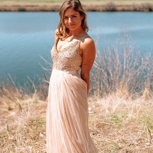 BHLDN Blush Bridesmaid Avery Dress with Sequin Top